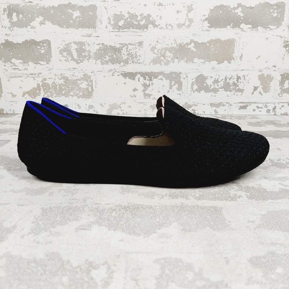 Rothy's Black Knit Slip-On Loafers with Blue and Tan Accents - Picture 3 of 7